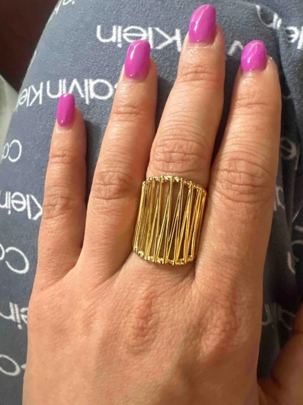 Anthropologie Gold Openwork Cage Band Ring